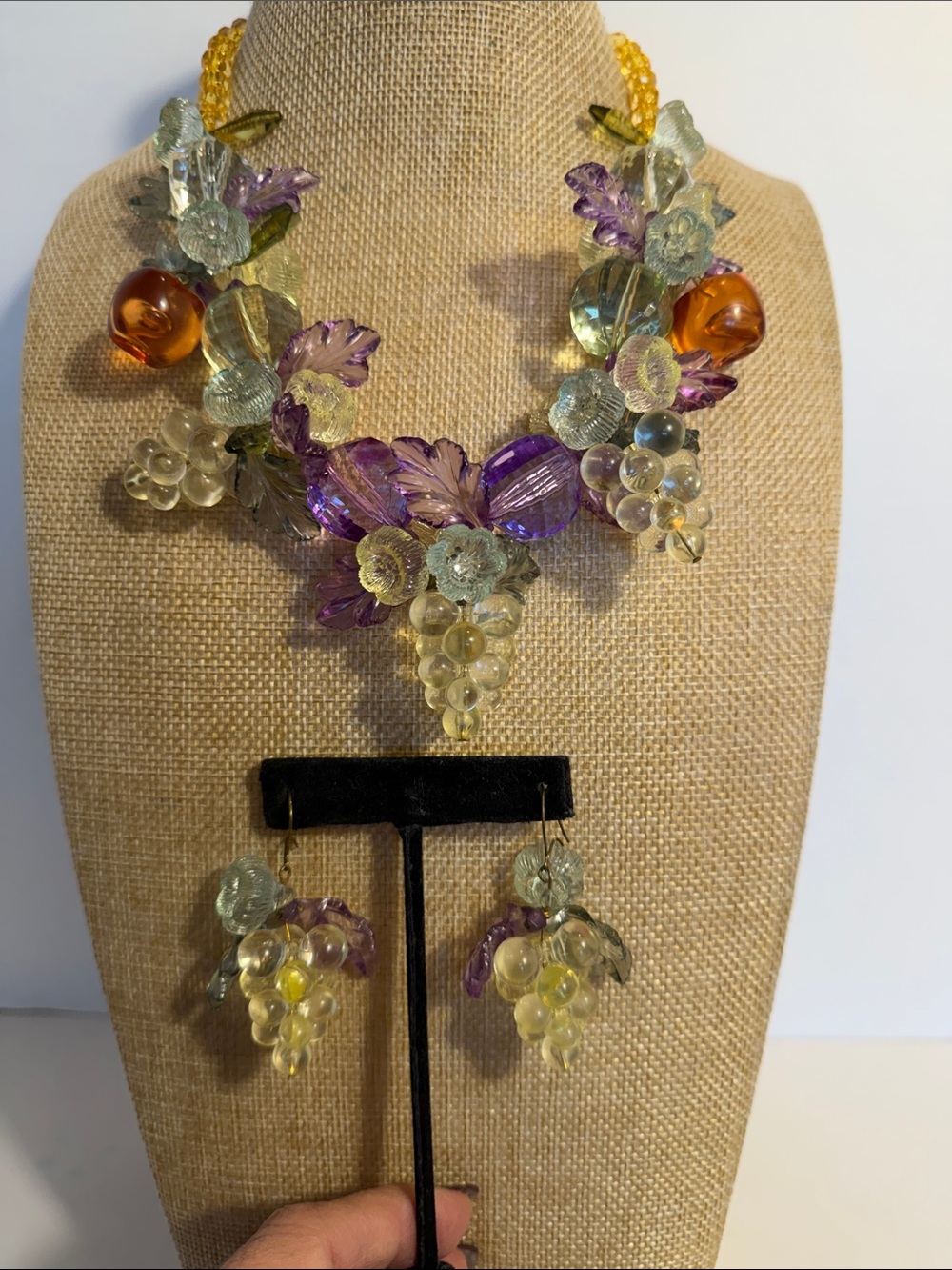 Fruit Salad Vintage Necklace and Earrings - Picture 6 of 10